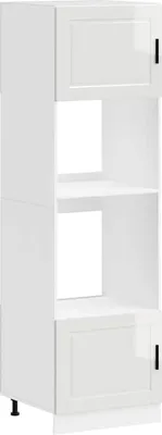 Image de vidaXL Armoires pour cuisinière 2 pcs. Porto Blanc brillant Matériau dérivé du bois