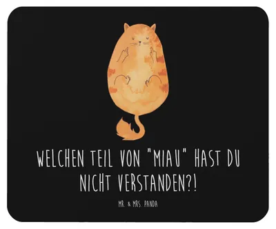 Produktbild von Mr. & Mrs. Panda Mouse Pad Katze Mittelfinger - Schwarz - Geschenk, mauspad laptop, Cats, Cat, Mietze, mousepad, Katzen, Kater