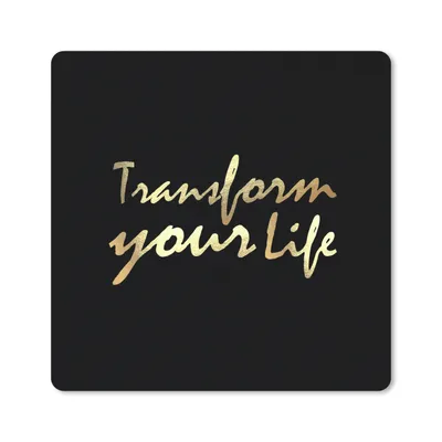 Produktbild von MuchoWow® Mauspad Mousepad Zitat - Leben - Gold - Schwarz 30x30 cm - Mousepads - Maus Mat - Pad - Mausunterlage - Gaming