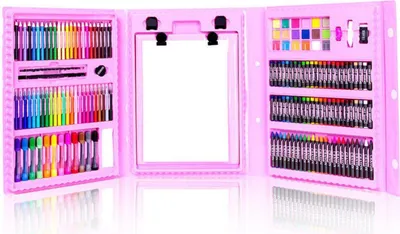 Produktbild von Welikera Malstift, 208-teilig Malkoffer für Kinder Anfänger Tolles-Buntstifte Set, Wasserfarben, Ölpastellfarbe, zeichenstifte, Bleistifte als Geschenk, Rosa