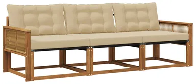 Immagine prodotto di vidaXL Set di divani da esterno, 3 pezzi, color naturale e beige