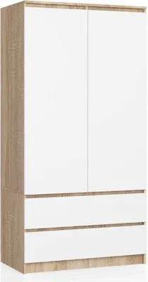 Immagine prodotto di BDW Armadio 2 ante 2 cassetti, specchio, rovere Sonoma / bianco, 180x90x51