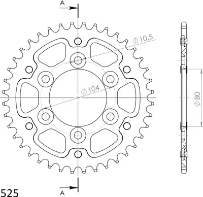 Immagine prodotto di Supersprox Stealth-Kettenrad 525 - 39Z (rot) RST-1489:39-RED|ID 80.0 LK 104.0 6-Loch