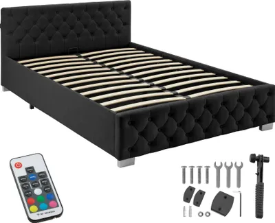 Produktbild von tectake® Polsterbett Venice in Samtoptik mit Steppmuster großer Stauraum