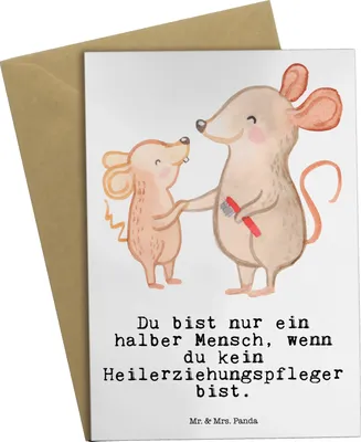 Produktbild von Mr. & Mrs. Panda babykarte Heilerziehungspfleger Herz - Weiß - Geschenk, einladungskarten, Klappkarte, hochzeitskarten, weihnachtskarten, Heilpädagoge, osterkarten