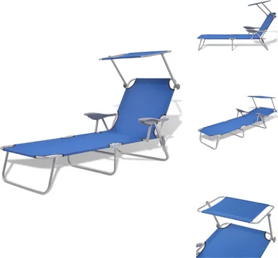 Produktbild von vidaXL Sonnenliege mit Sonnenschutz Stahl Blau -  Sonnenliegen