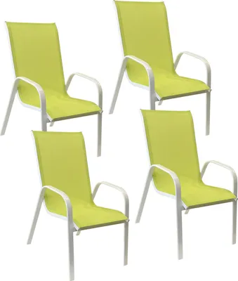 Produktbild von 4erSet Stühle MARBELLA aus grünem Textilene - weißem Aluminium