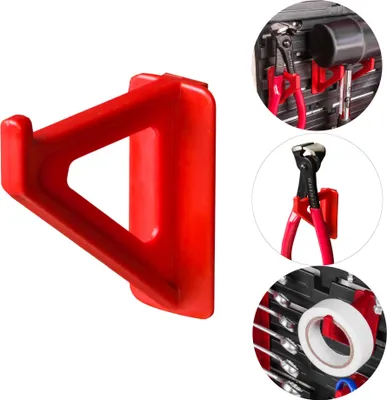 Produktbild von 5 tlg Große Werkzeugträger Haken Klemmen (LxBxH) 6,2x0,6x5,5 cm Rot Werkzeugwand Werkzeughalter Wandregal Werkstatt