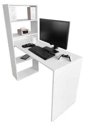 Schreibtisch mit Regal, Weiß, 122 x 53,2 x 140 cm
