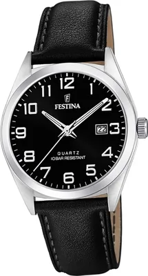 Image de Festina cuir hommes montre F20446/3 montre-bracelet analogique noir classique D2UF20446/3