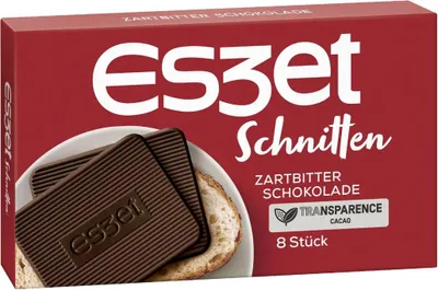 Produktbild von Eszet Schnitten 8 feine Zartbitterschokoladentäfelchen 75g 20er Pack