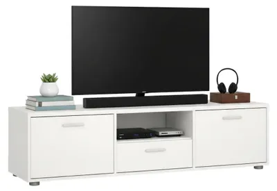 Produktbild von Fernsehschrank Charo, Ständer für Wohnzimmerfernseher, Niedriges Wohnzimmer-Sideboard, TV-Ständerbasis, 147x40 h38 cm, Weiß