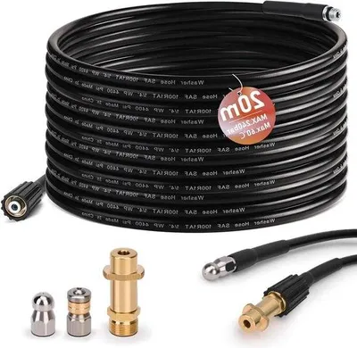 Image de Tuyau de nettoyage de 20 m avec adaptateur M22 fixe et pivotant, 200 bars