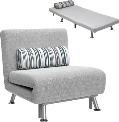 Produktbild von Klappsessel mit Bettfunktion, klappbarer Relaxsessel in Leinenoptik, Verstellbare Rückenlehne, 75 x 70 x 75 cm, Grau