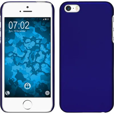 Produktbild von PhoneNatic Case kompatibel mit Apple iPhone SE 2016 (1.Gen) - Hülle blau gummiert Hard-case + 2 Schutzfolien