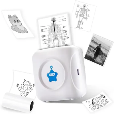 Mini-Thermodrucker Bluetooth, tragbar, für Fotos & Notizen, blau