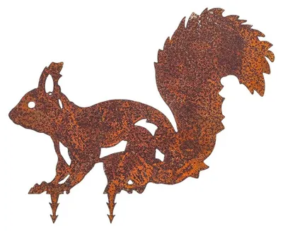 Immagine prodotto di Decorazione da giardino a forma di scoiattolo arrugginito - Ornamento in metallo realistico per esterni