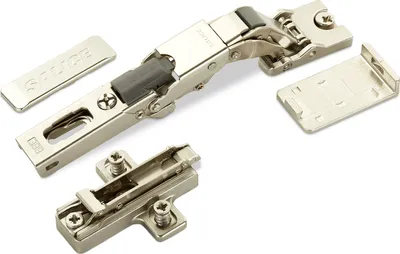 Produktbild von 2 x Salice Universalscharnier Push Open für Glastür oder Spiegeltür 110° inkl. Kreuz-Montageplatte Höhe 6 mm mit Euroschrauben, Exzenterverstellung, Möbelscharniere mit Abdeckkappen