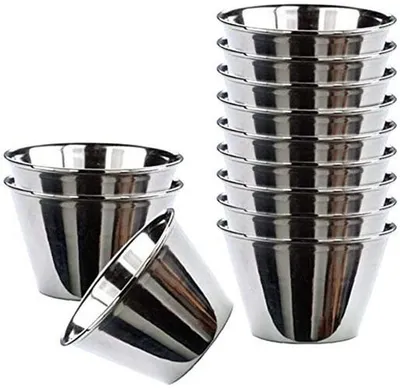 Produktbild von Set mit 12 Auflaufformen – Edelstahl – Durchmesser 9 cm