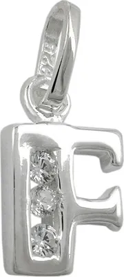 Produktbild von Anhänger Buchstabe F mit Zirkonia aus echtem 925 Silber Damen Silberanhänger