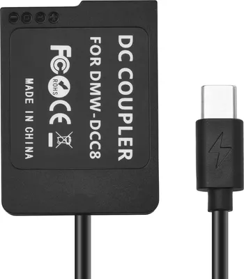 Image de Andoer DMW-DCC8 batterie factice USB-C adaptateur coupleur BLC12 avec USB type C câble d'alimentation à ressort de remplacement pour Panasonic Lumix DMC-FZ300 FZ1000 FZ2000 G5 G6 G7 G80 G81 G85 G90 G95 appareils photo