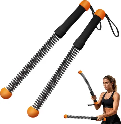 A woman is demonstrating the use of two spring bars, with another spring bar shown in a bent position.