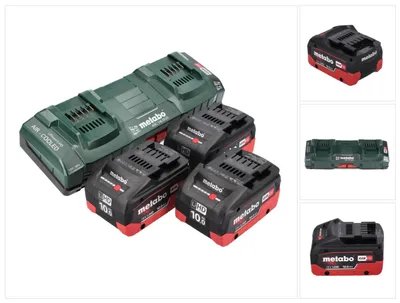Zdjęcie produktu dla Zestaw podstawowy Metabo 18 V 3x akumulator 10,0 Ah LIHD + podwójna ładowarka ASC 145 DUO System CAS