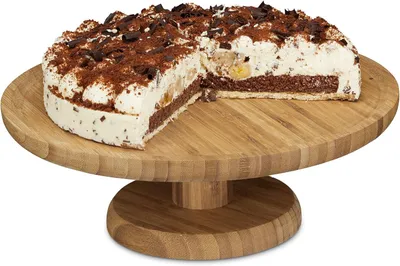 Productafbeelding van Taartplateau bamboe - Rond - Op voet - H x Ø: ca. 11,5 x 33 cm - Cake - Taart - Of kaas - Natuur