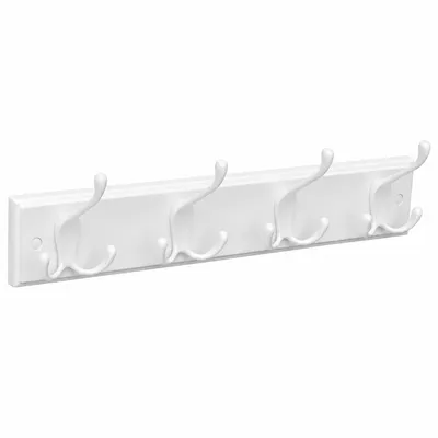 Image de SONGMICS Portemanteau mural, 4 patères triples, barre à crochets, patères pour manteaux, vestes, chapeaux, sacs, entrée, chambre, salle de bain, blanc LHR30WT