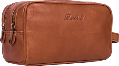 Produktbild von Benthill Kulturtasche Leder - Kosmetiktasche aus weichem hochwertigem Echtleder - Vintage Travel Beutel