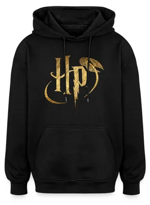 Produktbild von Spreadshirt Harry Potter HP Logo Uni Oversize Hoodie, M, Schwarz