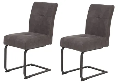 Stuhl-Set (2 St.) Mikrofaser Vintage Anthrazit Metallgestell