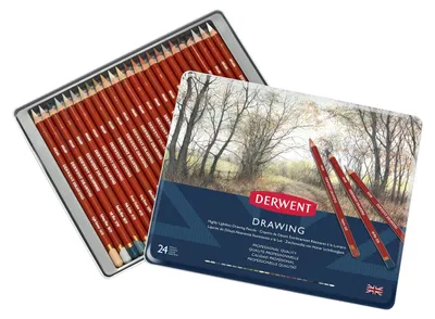 Productafbeelding van Derwent tekenpotloden, set van 24 stuks in blik, 5 mm dikke kern, premium kwaliteit