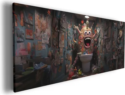 Produktbild von Wallario Premium Leinwandbild Kloalarm - Toilettentroll in Größe 80 x 200 cm