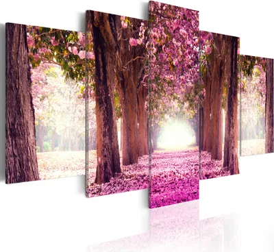 Produktbild von Modernes Wandbild c-A-0039-b-p (100x50) - 5 Teilig Bilder Fotografie auf Vlies Leinwand Foto Bild Dekoration Wand Bilder Kunstdruck WEG PARK BÄUME BLUMEN