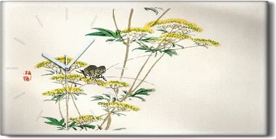 Produktbild von Dekor Leinwand Uhr Wandbilder 60x30 Malerei Asiatische Zweige Blumen Kunst - weiße Hände