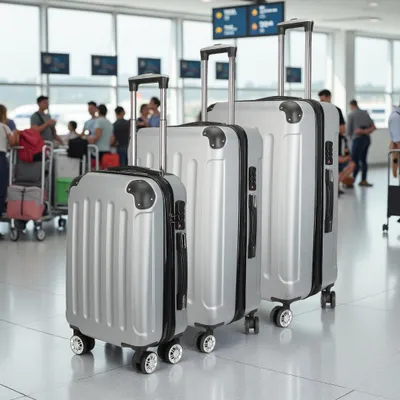 Produktbild von 3-teiliges Hartschalen Kofferset, Trolleyset mit 4 Rollen, TSA-Zahlenschloss, 360° drehbar, 28/24/20 Zoll, Handgepäck & Reisegepäck, Grau ABS Koffer