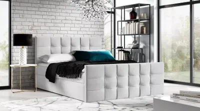Obrázek produktu pro Čalouněná boxspringová postel IVANA 1 LUX - 200x220, světle šedá 1 + topper