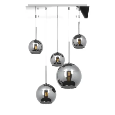 Obrázek produktu pro Suspension Contemp. Rect. Future Metal Chrome Glass 5 světel E27