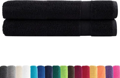 Image de vidaXL Serviettes de sauna premium SOLUND 2 pcs. noir 80x200 cm 600 g/m
