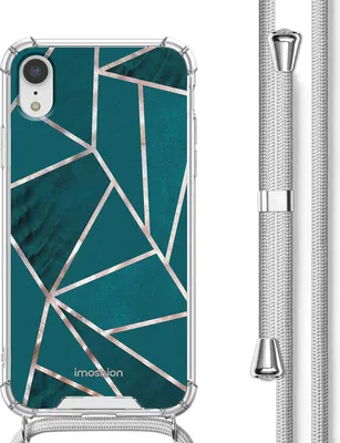 Image de coque imoshion Design avec cordon pour l'Apple iPhone Xr - Petrol Green Graphic