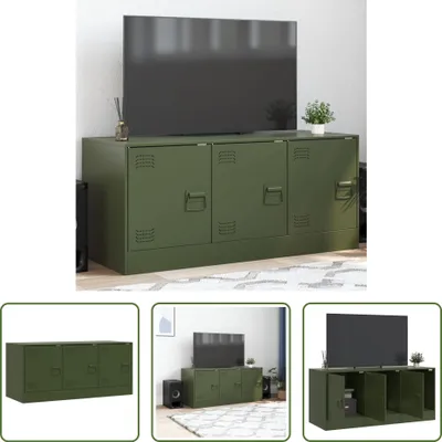 Produktbild von The Living Store TV-Schrank Olivgrün 99x39x44 cm Stahl
