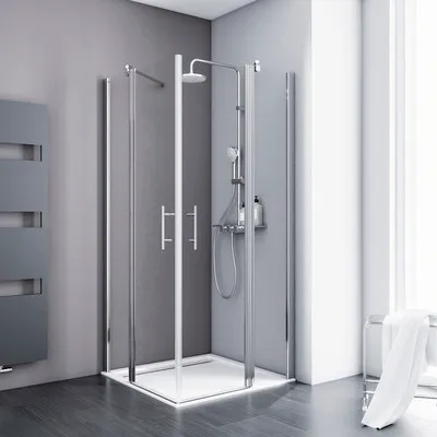 Produktbild von SCHULTE Eckeinstieg mit Pendeltür Alexa Style 2.0 ExpressPlus 80 x 80 x 192 cm Profil aluminium Klarglas schmutzabweisen