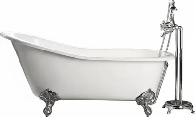 Produktbild von Freistehende Gusseisen Badewanne ASHFORD Füße CHROM 156 cm