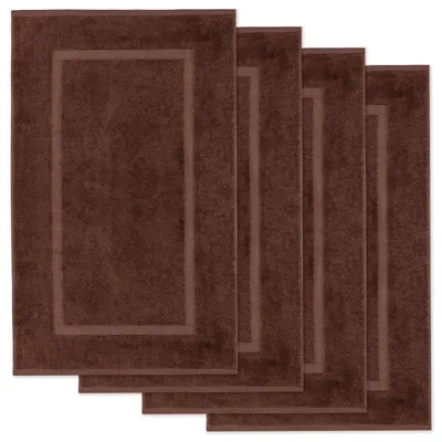 Produktbild von Lavea® 4er Set Badematte 50x80 cm, Badvorleger rutschfest, 100% Baumwolle Frottier, 800 g/m_ saugstark, waschbar 60°C, Serie Elena, Kaffeebraun