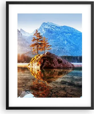 Produktbild von Gerahmtes Poster - Schwarzer Rahmen - Morgendämmerung Berge See - 40x50 cm - Wand Bild - Wanddeko - Wandbilder - Kunstposter - Wandposter - Bilderrahmen - Bilder - Kunstdruck - P2BPA40x50-4617