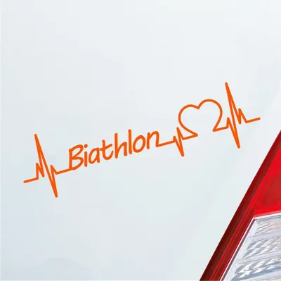 Produktbild von Auto Aufkleber Biathlon Herzschlag Wintersport Wettkampf Sport Liebe 19x5 cm Orange Sticker Heckscheibenaufkleber