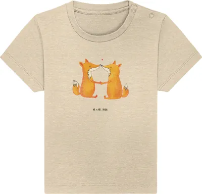 Produktbild von Mr. & Mrs. Panda Babyshirt Füchse Liebe 6. - 12. Monat - Natural Raw - Geschenk, Fuchs, Kleinkind Shirt, Freund, Ehe, Freundin,  T-Shirt, Baby Baumwollshirt