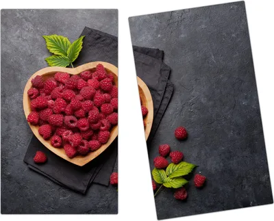 Produktbild von Spritzschutz Herdabdeckplatte Schneidebrett aus Glas Himbeeren Tarte 2-Teilig (60x52cm)