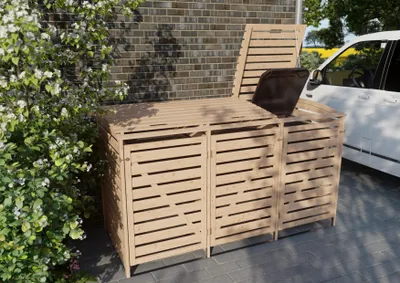 Produktbild von Mülltonnenbox Typ 1 - 3 Tonnen 92x219x122 cm Lärche unbehandelt